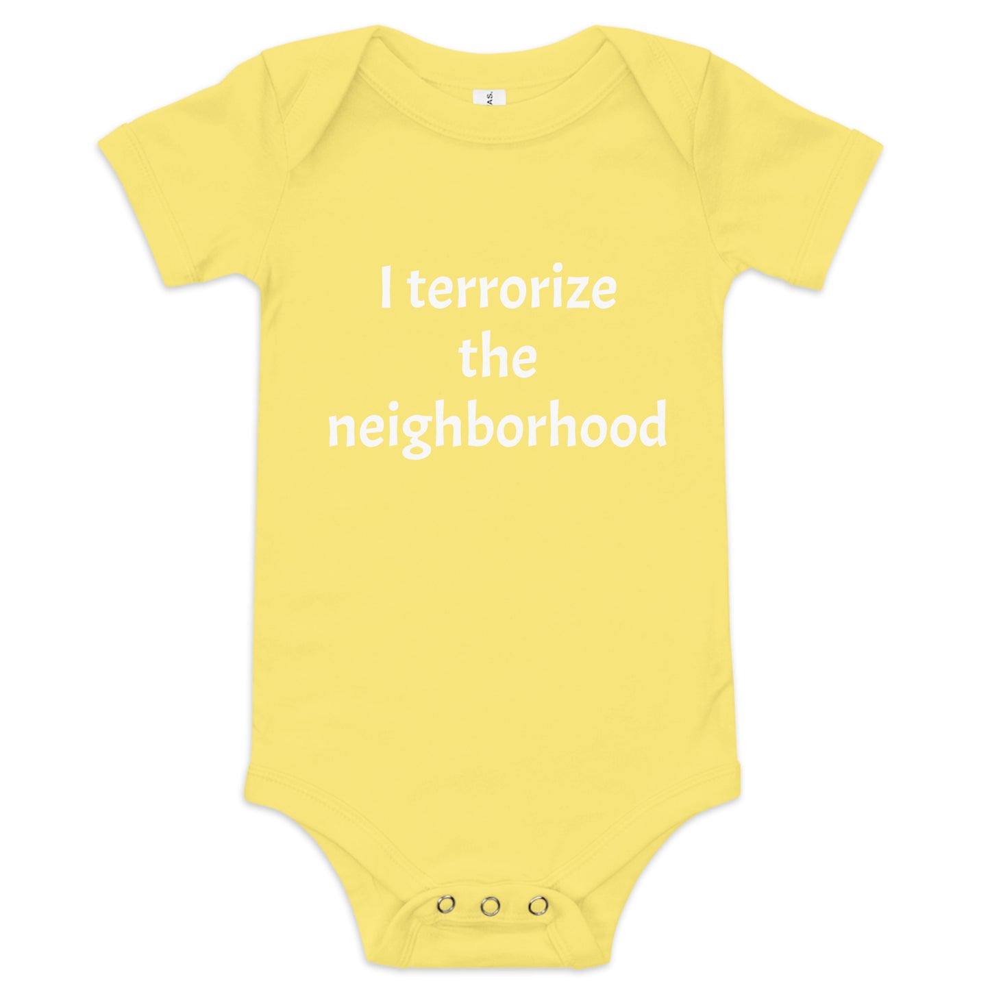 Sarcastic Baby "I terrorize the neighborhood" Onesie