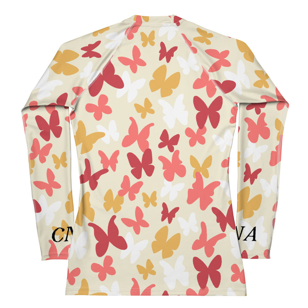 CNA Rash Guard Long Sleeve Small Butterflies