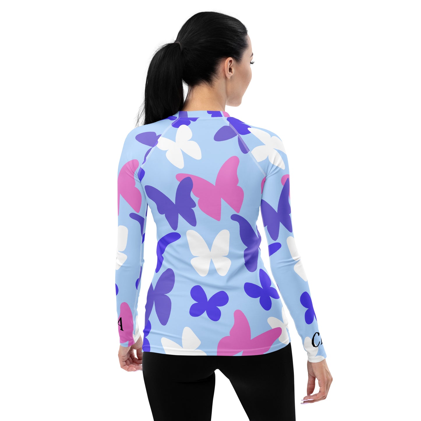 CNA Rash Guard Long Sleeve Big Butterflies Blue