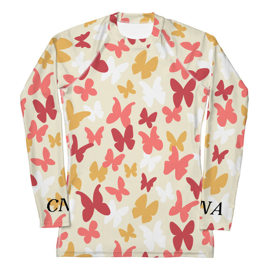 CNA Rash Guard Long Sleeve Small Butterflies