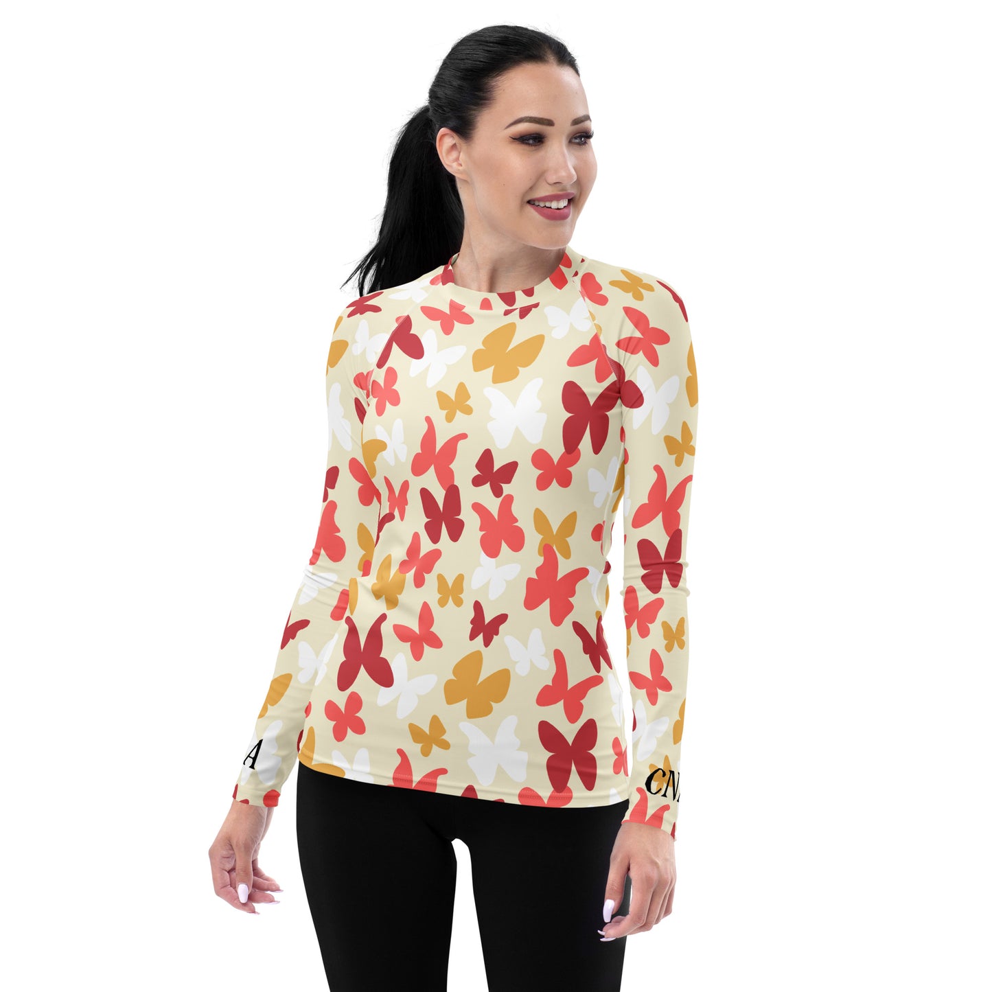 CNA Rash Guard Long Sleeve Small Butterflies