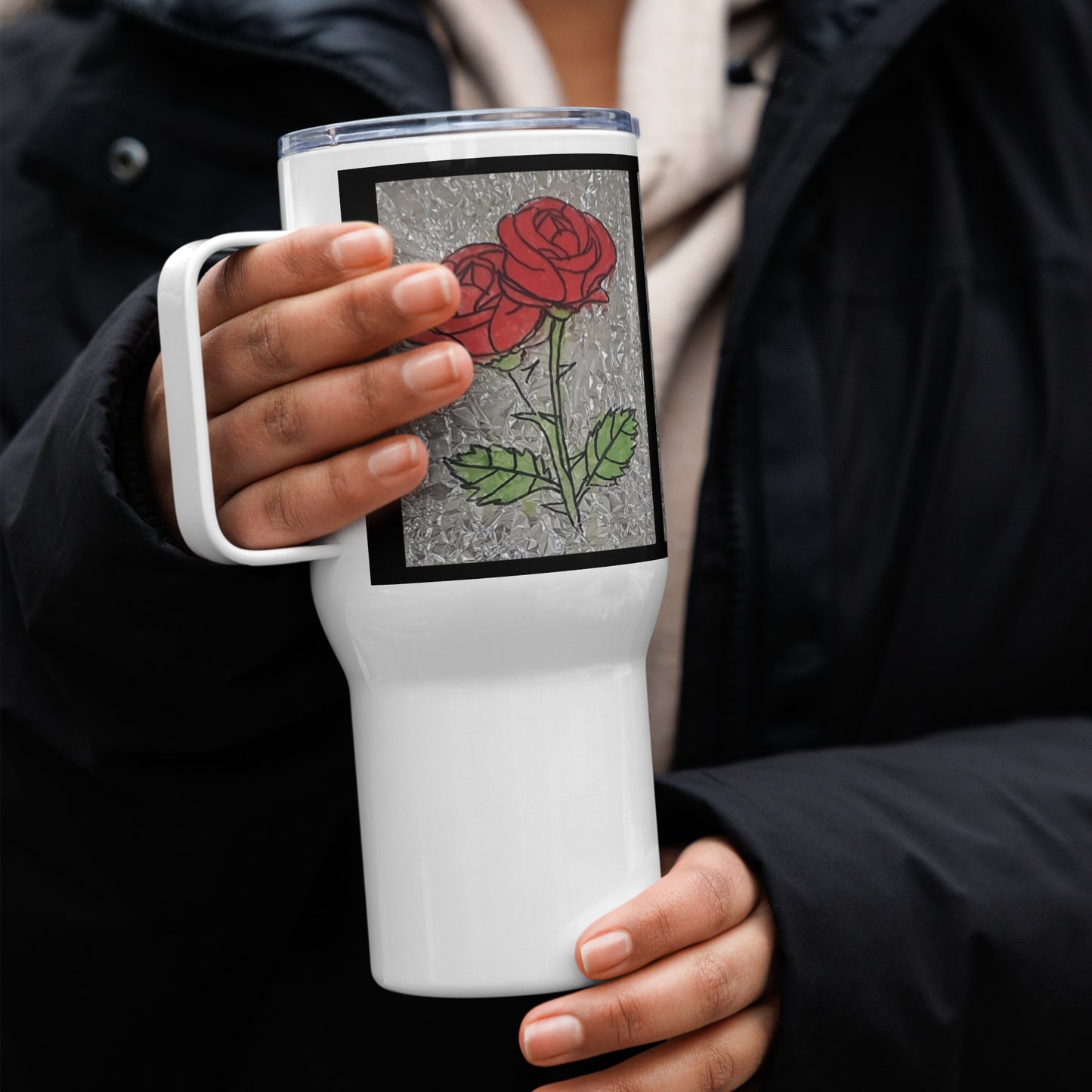 Resident Winner "Rose" Travel Mug with a Handle