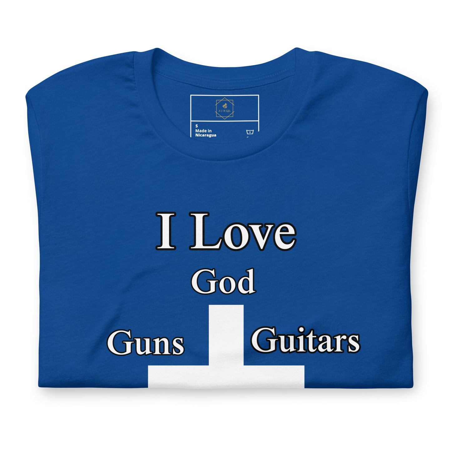 Camiseta "Amo a Dios, las armas y las guitarras"