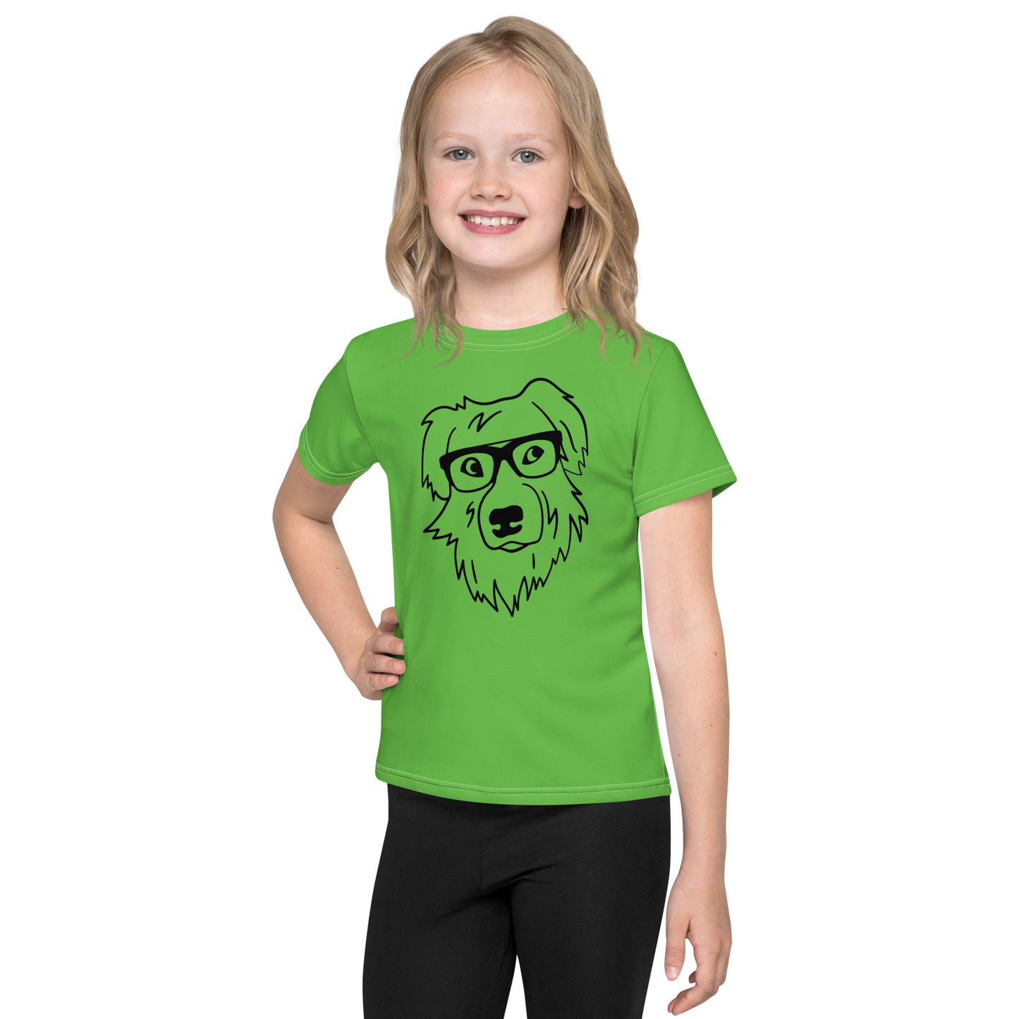 "Lili's Dogs" Kids Crew Neck T-shirt Green