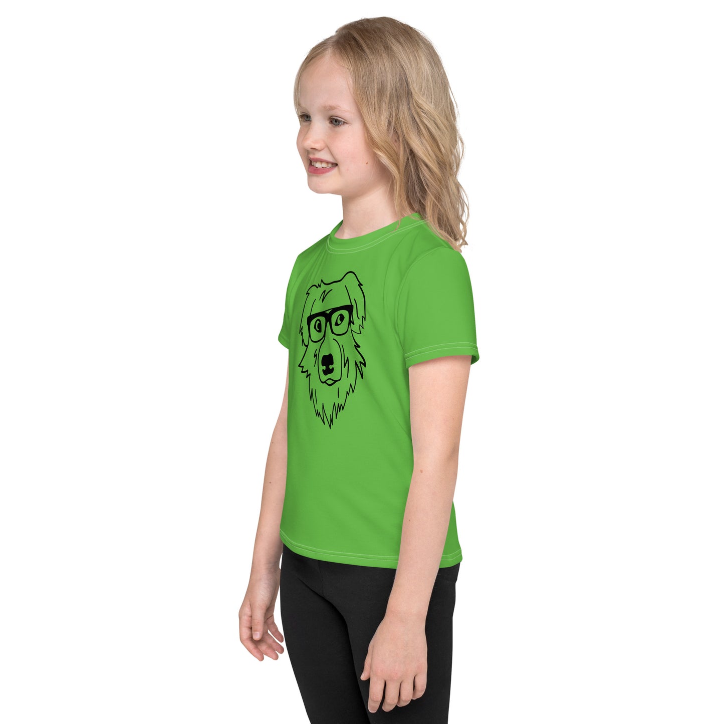 "Lili's Dogs" Kids Crew Neck T-shirt Green