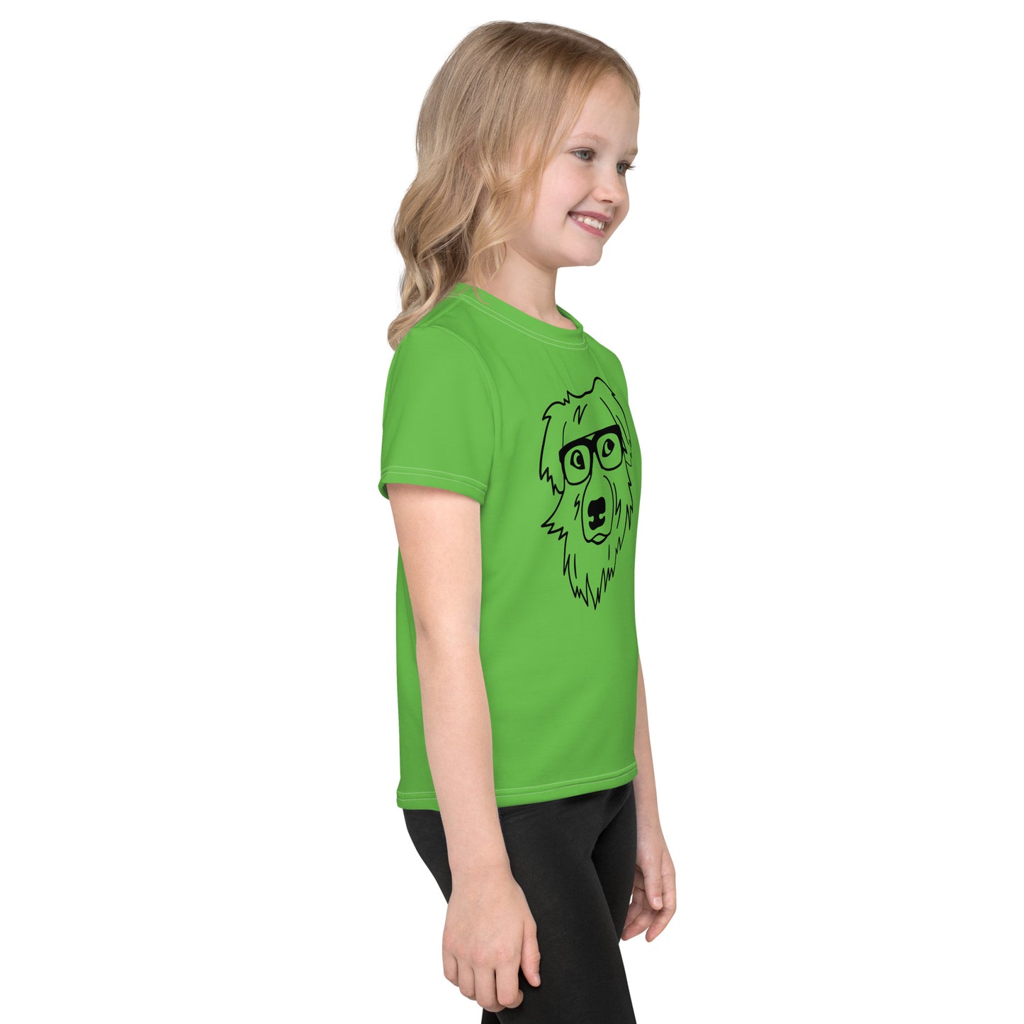 "Lili's Dogs" Kids Crew Neck T-shirt Green