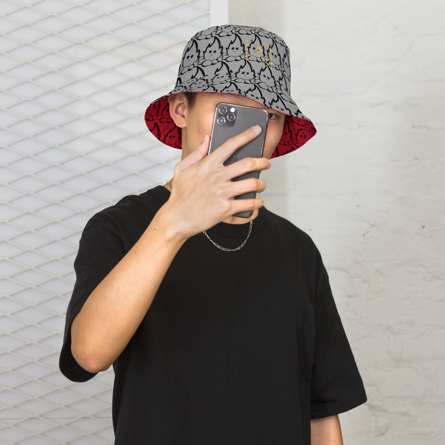 Fire Dude Red/Grey Reversible Bucket Hat