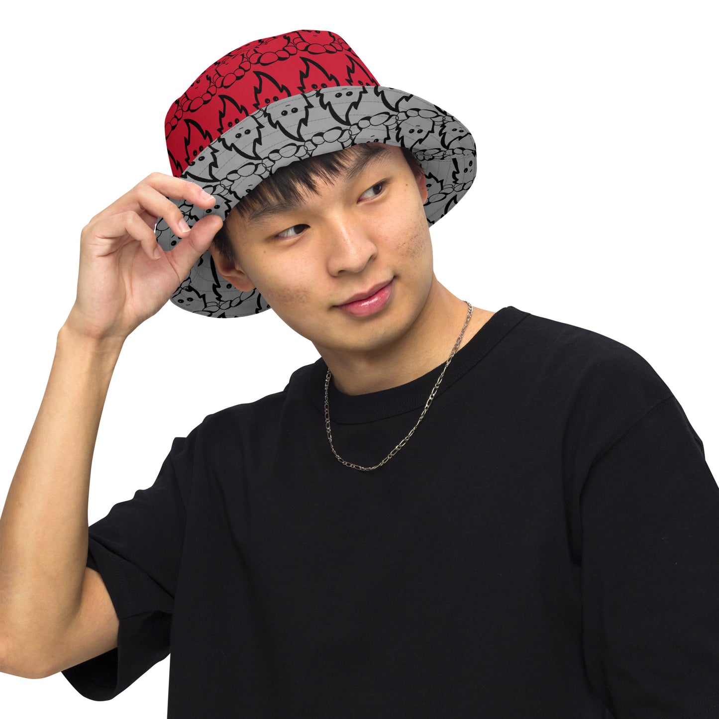 Fire Dude Red/Grey Reversible Bucket Hat