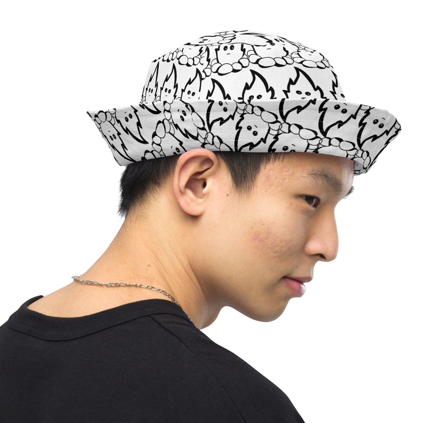 Fire Dude White Reversible Bucket Hat