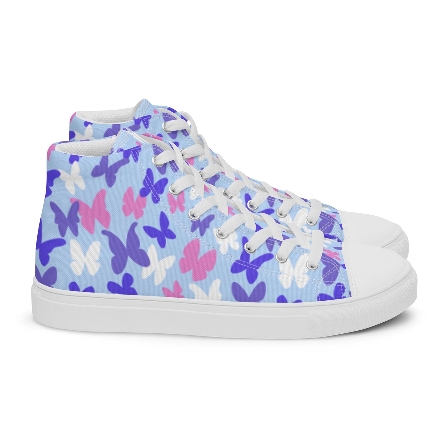 Blue Butterflies Women’s High Top Canvas Shoes